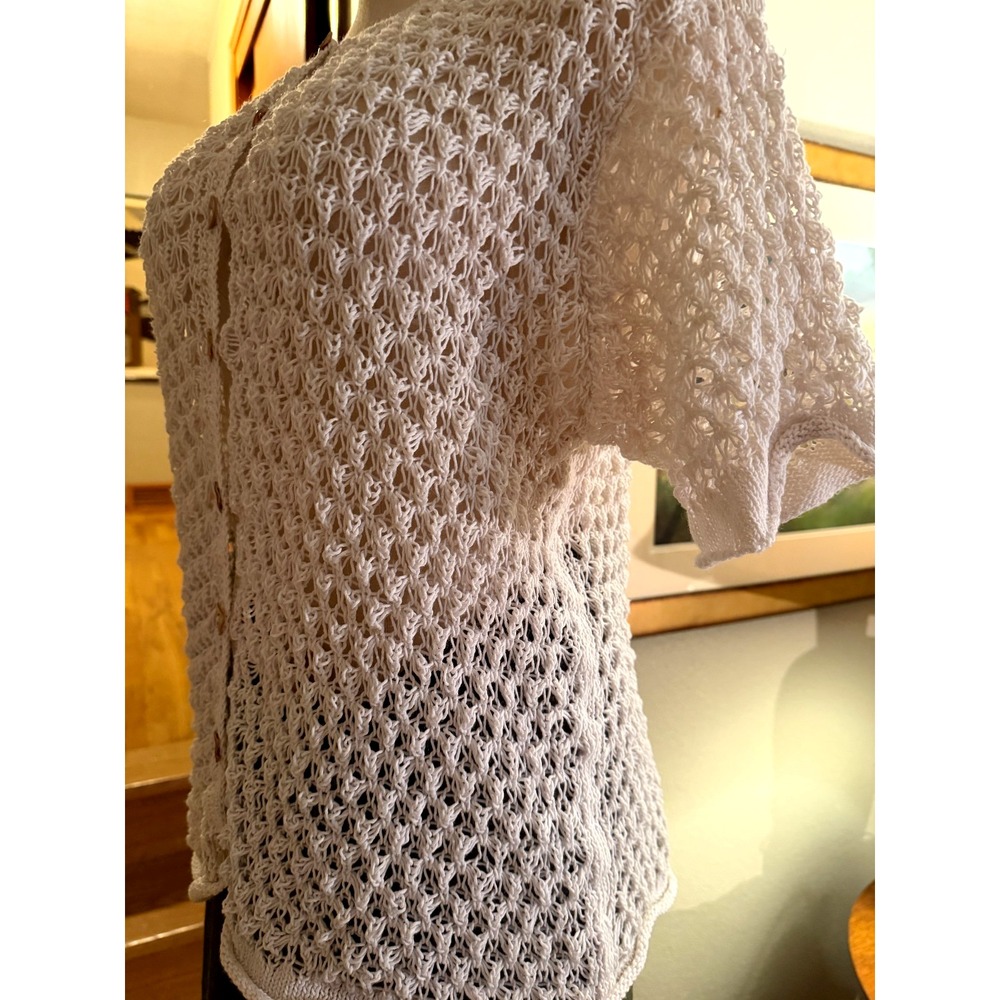 XLSusan Bristol Ivory Button-Up Crochet Knit